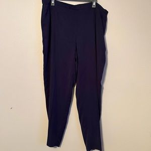 Eileen Fisher Dress Pant Size XL 18 Navy Blue Pull On Elastic Waistband Office
